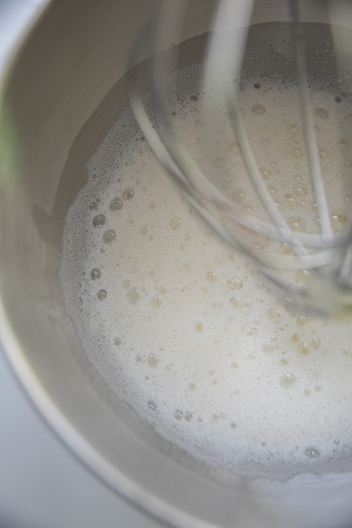 frothy egg whites in stand mixer