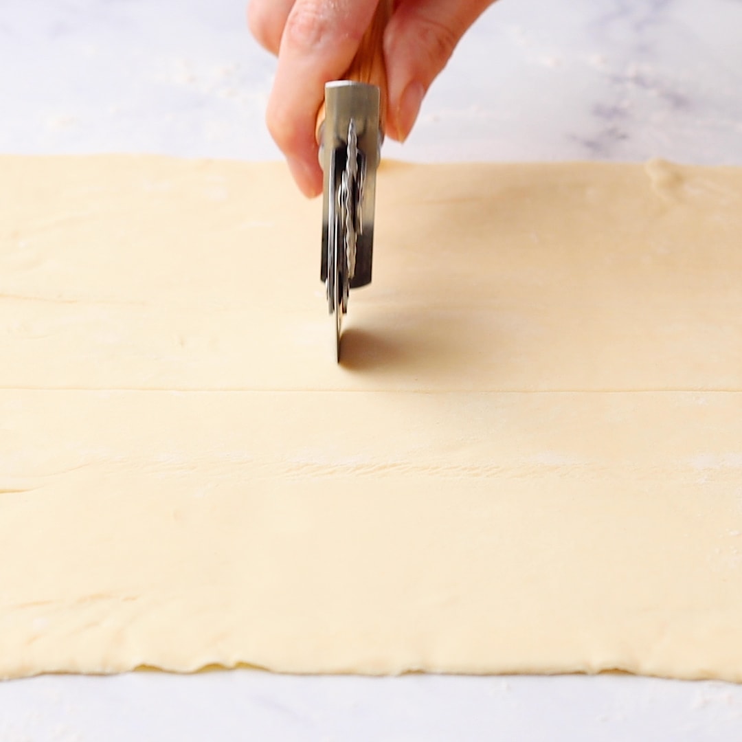 Apple Turnover dough being cut