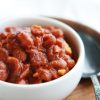 boston baked beans in a white bowl