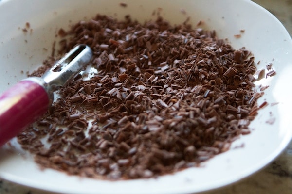 chocolate shavings in a bowl