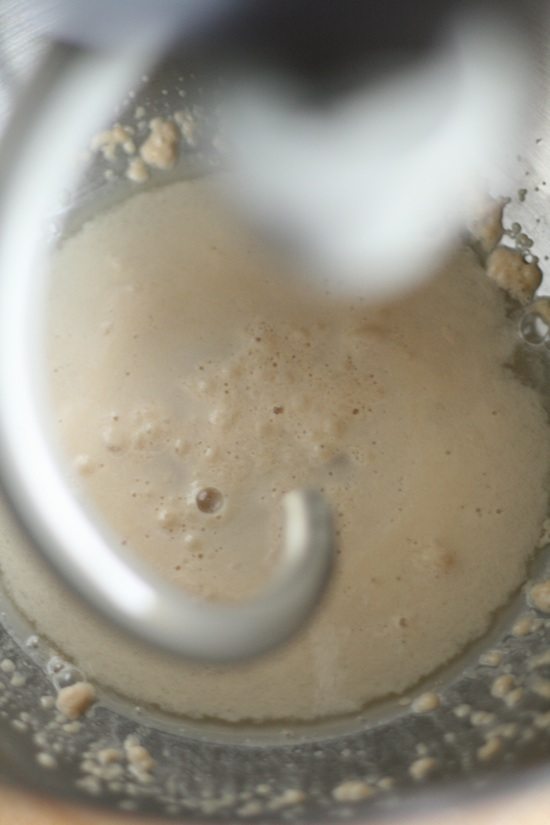 yeast proofing in mixing bowl
