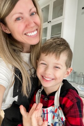 mom and son smiling