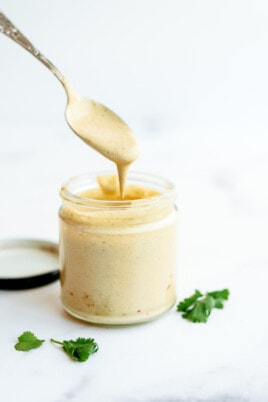 remoulade-sauce in jar with spoon