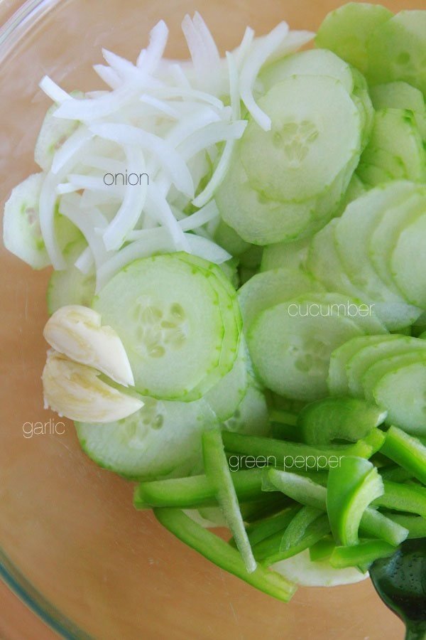Cucumber Salad ingredients