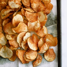 kettle chips on cookie sheet