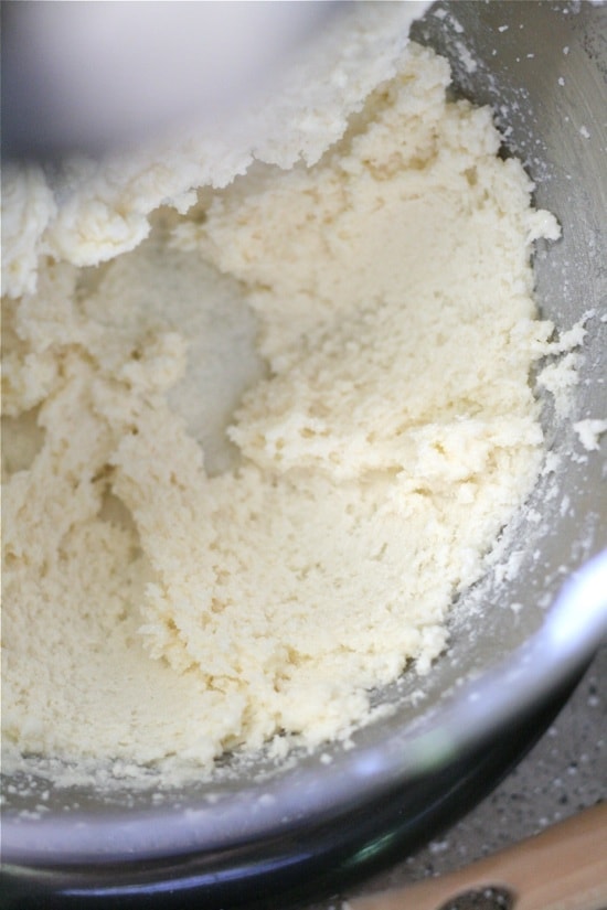 butter and sugar beaten together in a mixing bowl