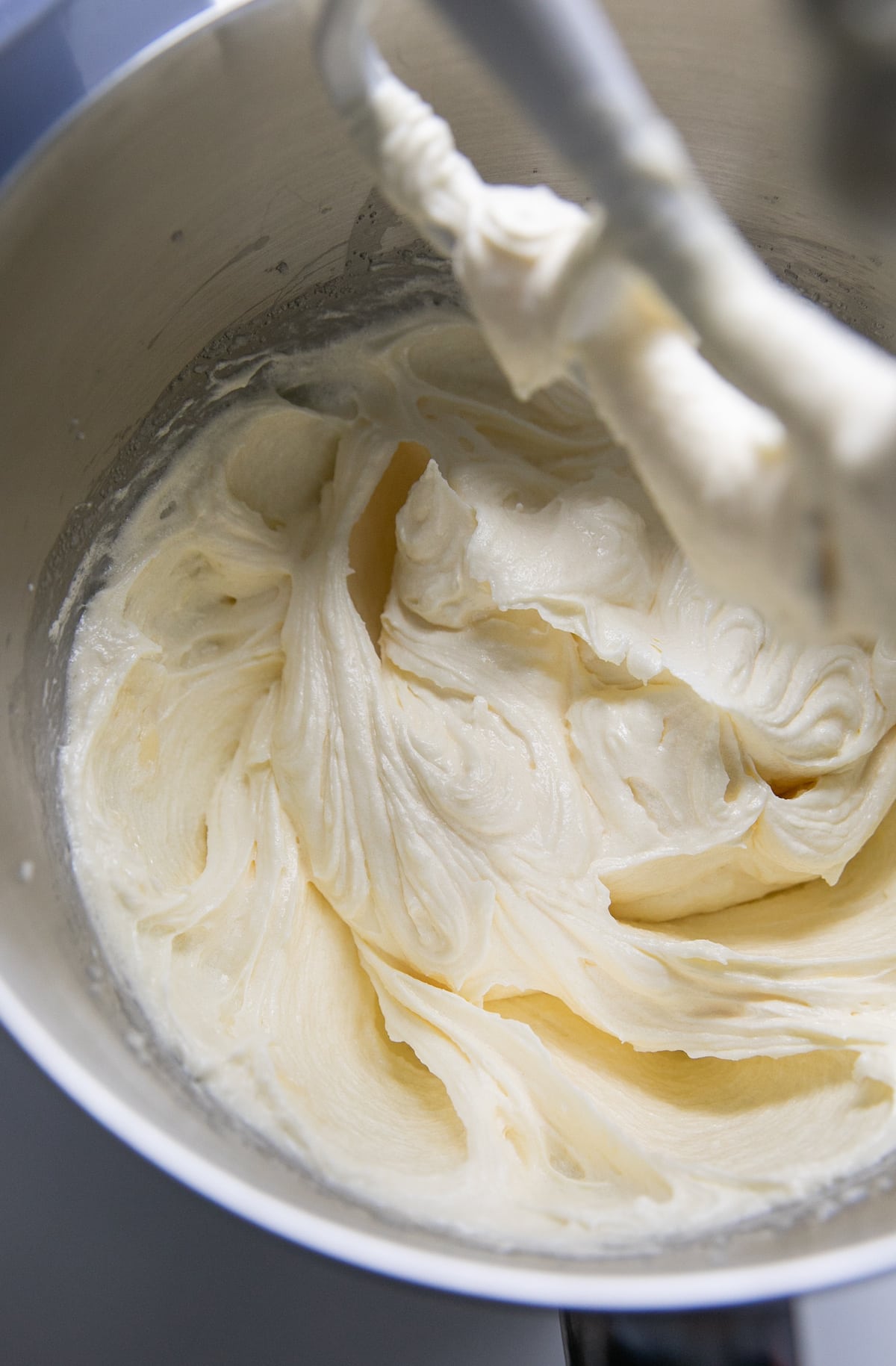 whipped butter, sugar and eggs