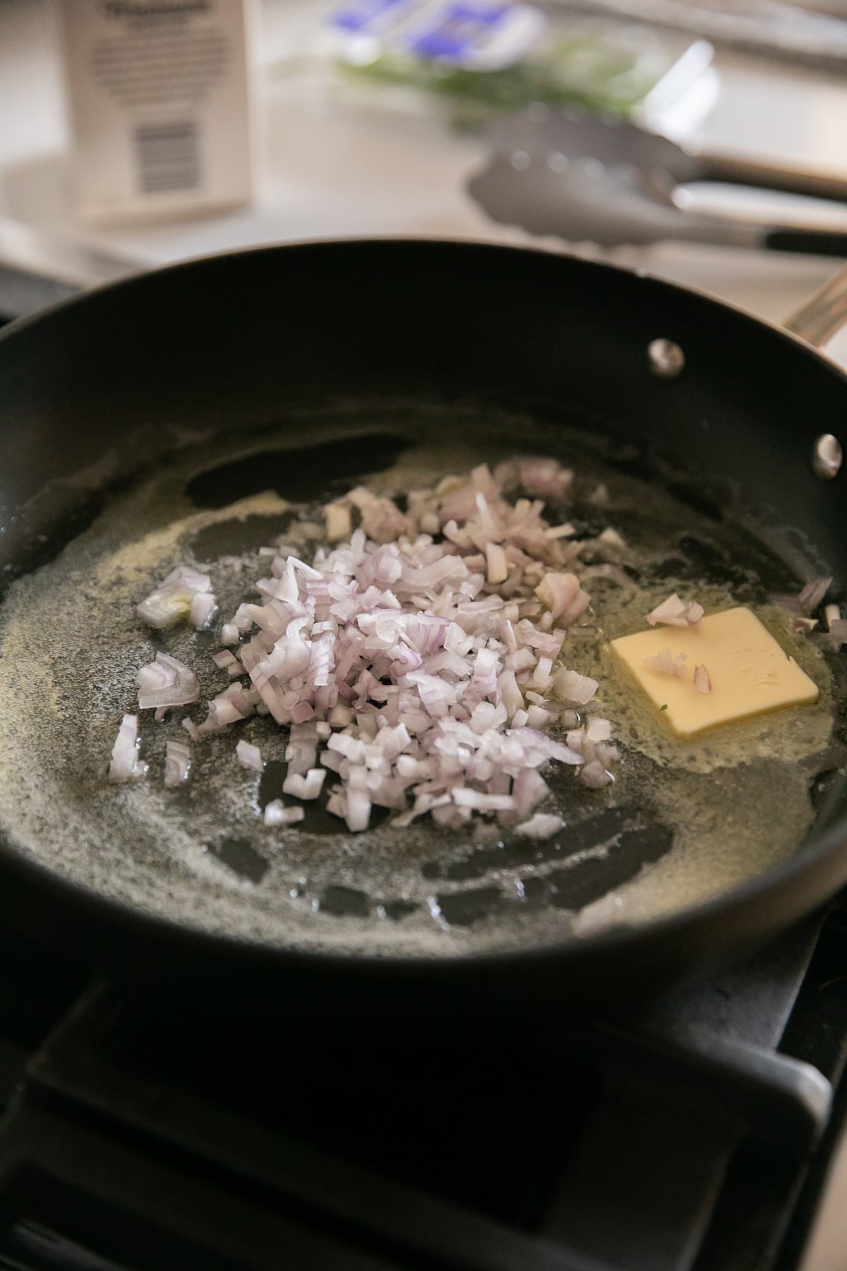 butter and shallots in a pan