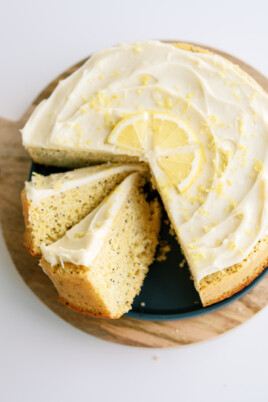 cut slices of lemon poppyseed cake