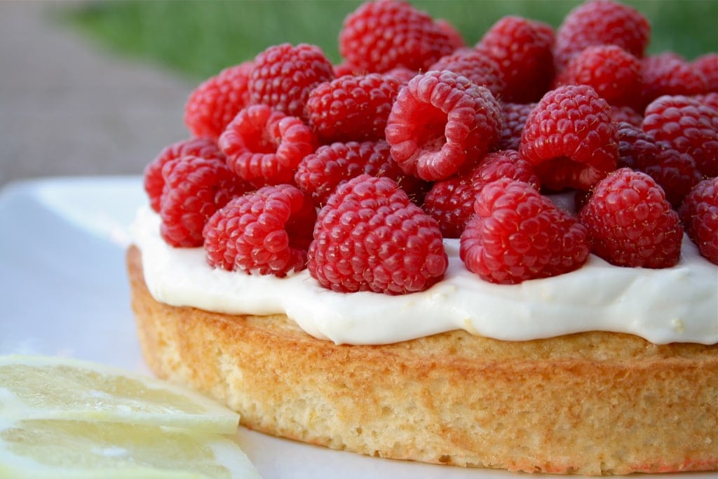 side of lemon raspberry cake