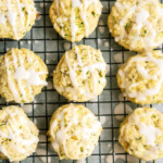 glazed lemon-zucchini-cookies on cooling rack