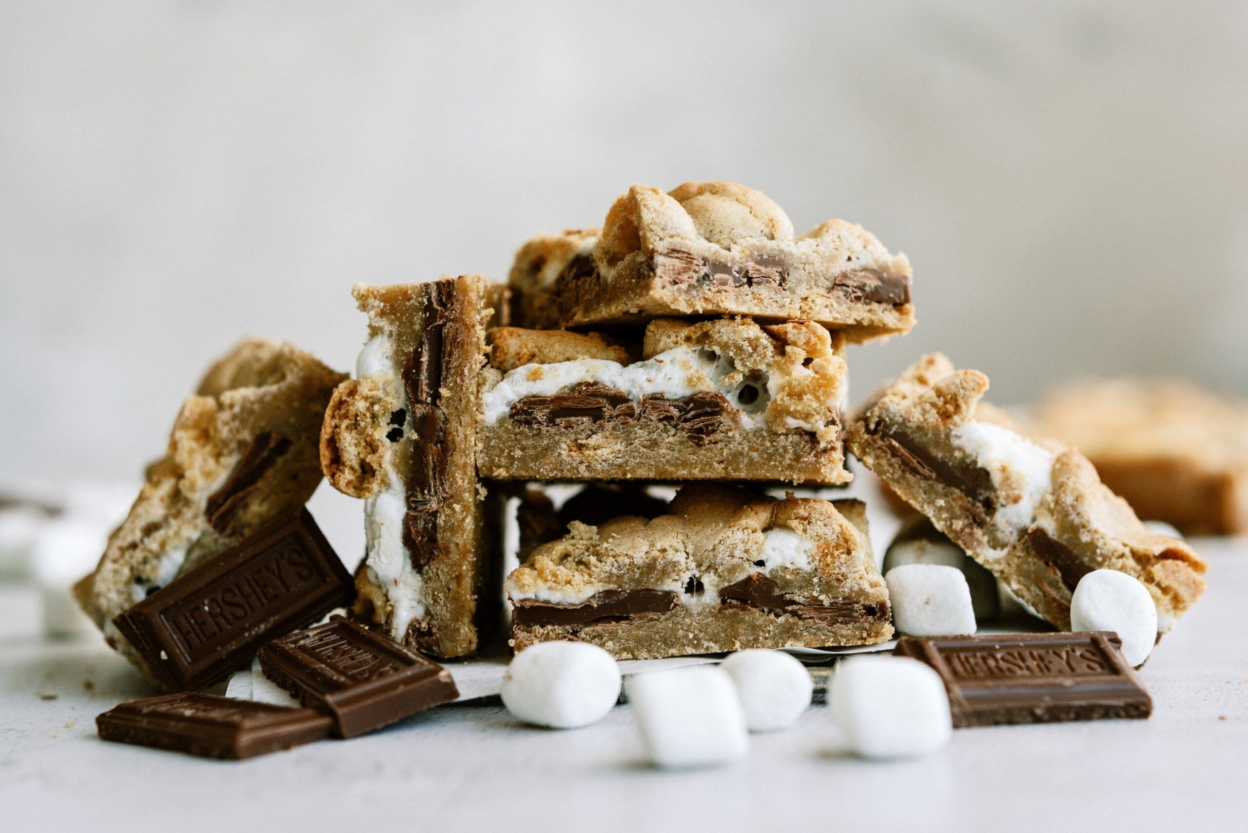 smores bars stacked on top of each other
