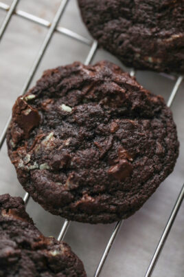 mint chocolate cookie on cooling rack
