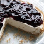 slice missing from no bake blueberry cheesecake