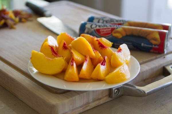 Cut up peaches