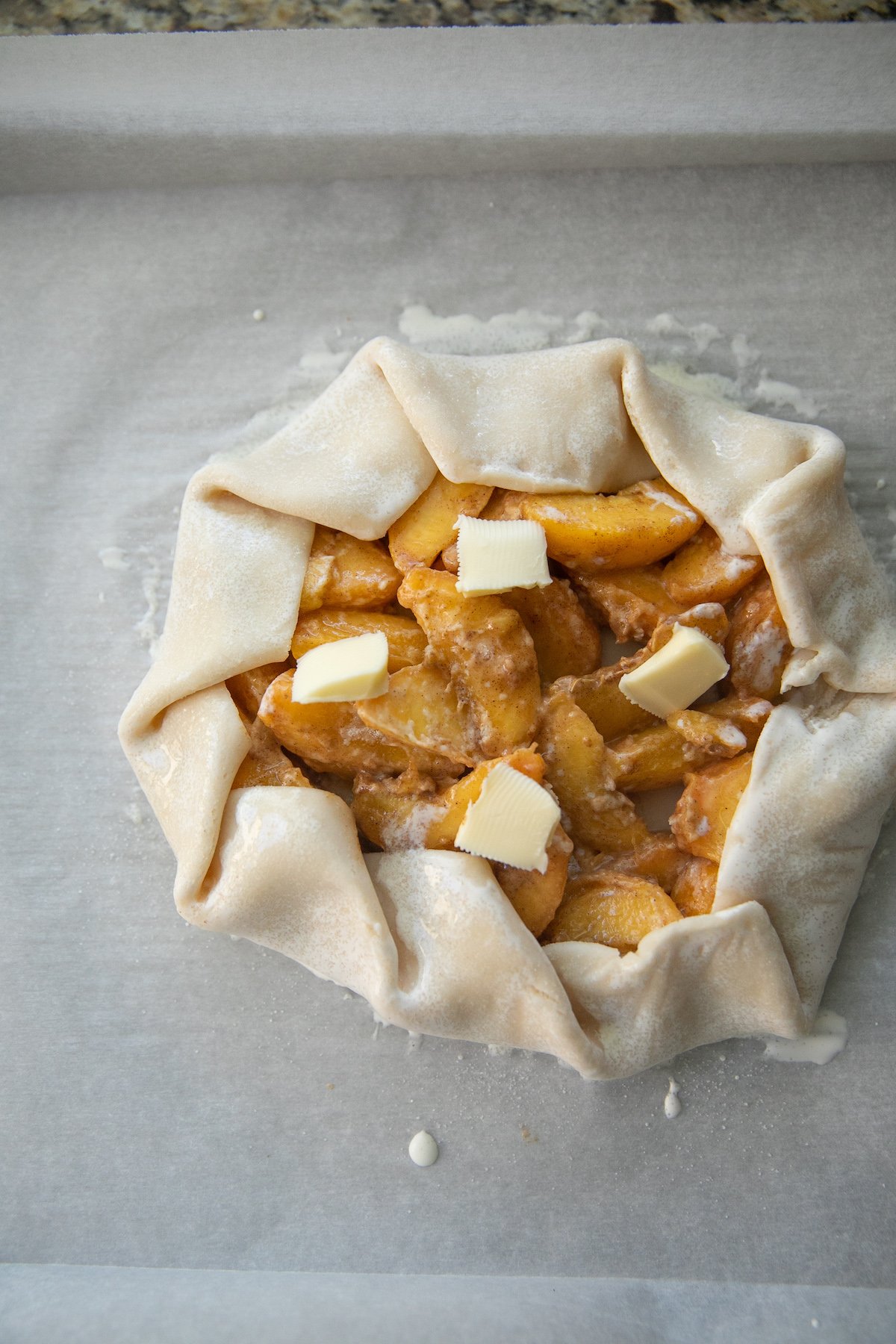 unbaked peach galette