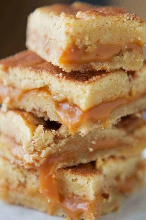 snickerdoodle bars stacked on top of each other