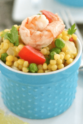 paella couscous salad with shrimp